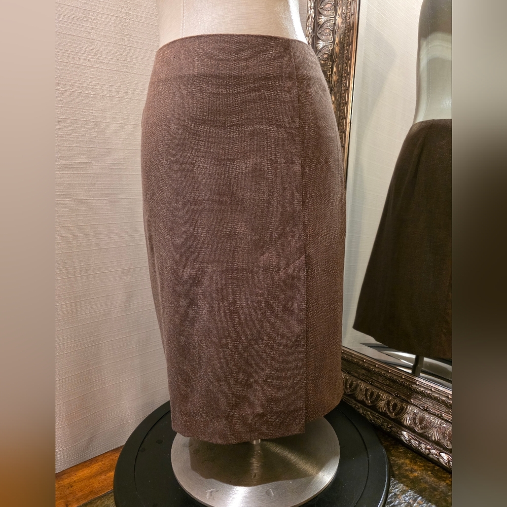 VTG 90's Identify Brown Midi Skirt w/ Left Side Slit.  Size 6